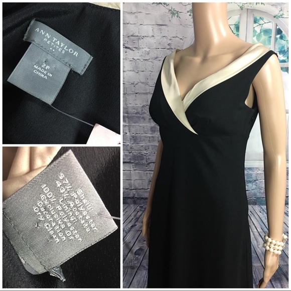 New Black & Beige Dress By Ann Taylor Petites - Picture 4 of 8